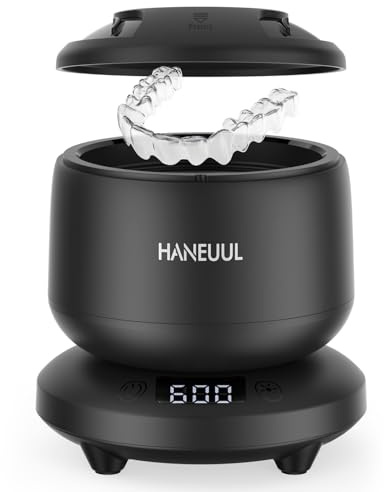 2025 Ultrasonic Retainer Cleaner for Dentures & Aligner, Durable Removable Base and Top Cover, Denture Cleaner Machine with 4 Modes for Mouth Guards, Jewelry, Rings, etc (Black)