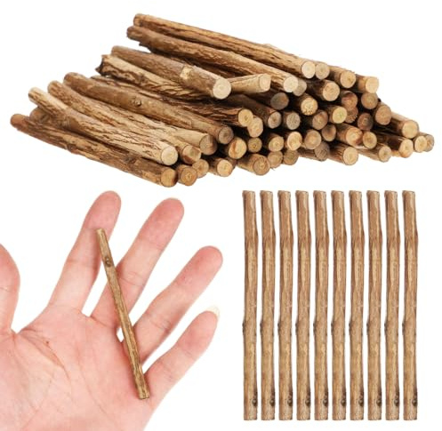 jojofuny 50 varillas redondas de madera para manualidades, ramas de madera natural para proyectos de bricolaje, pequeñas ramas de manualidades con corteza rústica, elementos decorativos para