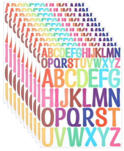 10 Blatt Buchstaben Aufkleber, 520 Stück Klebebuchstaben Wetterfest Sticker, Bunt Buchstaben Sticker, Schriftzug Aufkleber Wunschtext für Selbstklebendes Geschenk/Notizbuch/Etikett