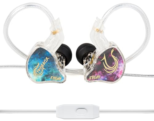 keephifi KBEAR Phoenix In Ear Gaming Kopfhörer, Gaming Earbuds mit Micro, Kopfhörer mit Kabel In Ear Kraftvoller Bass, In Ear Monitor 10-mm-Dual-Magnet DD, IEM Noise Cancelling für PS5, Gamer