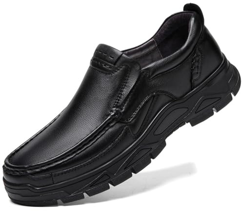 WNUKATO Mocassins en Cuir pour Hommes Chaussures pour Le Travail Quotidien et décontracté Noir 40 EU