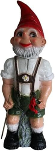 Gartenzwerg Seppel Figur Zwerg stehend in bayerischer Latzhose H 80 cm großer Deko Zwerg Gartenfigur Kunststoff