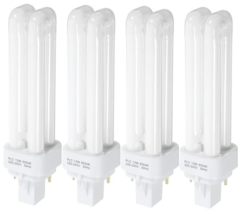 Zerodeko 4 Pezzi Lampadine Fluorescenti Compatte a 2 Pin, Tubo Doppio da 13 W con Illuminazione Luminosa ed Efficiente per Uso Domestico e Ufficio