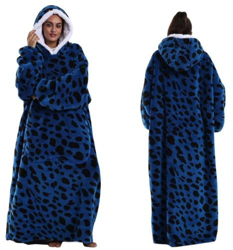 Seogva Extra Long Wearable Blanket Hoodie, Oversized Blanket Sweatshirt for Women and Men, Super Warm and Cozy Giant Hooded Sweatshirt with Sleeves and Giant Pocket