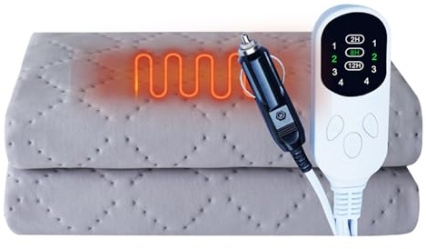 Coperta elettrica calda automatica da 12 V con controllo della temperatura, battute invernali del tappetino riscaldante Safe Resated 4 Livelli di riscaldamento Auto Truck, comodi Condizioni di Cold Do
