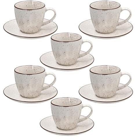 Tognana, Set de 6 tazas de té con plato 200 cc, New Bone China, Beige