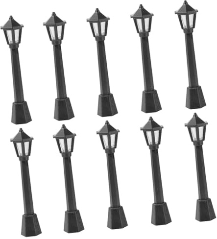 WEKAMOS 10 pezzi Mini Lampioni Stradali in Resina Decorazioni Miniature per Micro Paesaggi Ornamentali per Casa Ufficio e Layout Ferroviari