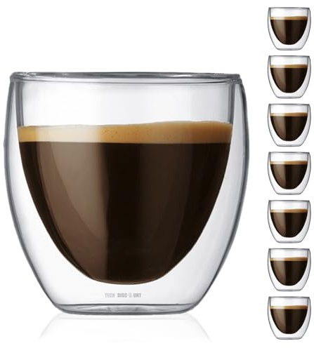Confozen Set de 8 Tasses à Double Paroi en Verre, 80ml, Pour Café Expresso, Design Original