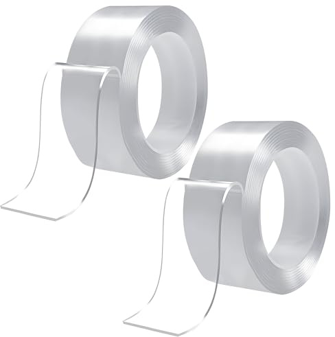 ACOMTUO Nastro sigillante trasparente per finestre 5 cm x 10 m Nastro sigillante isolante trasparente per finestre Nastro sigillante per condizionatori d'aria senza residui,(2 pezzi)