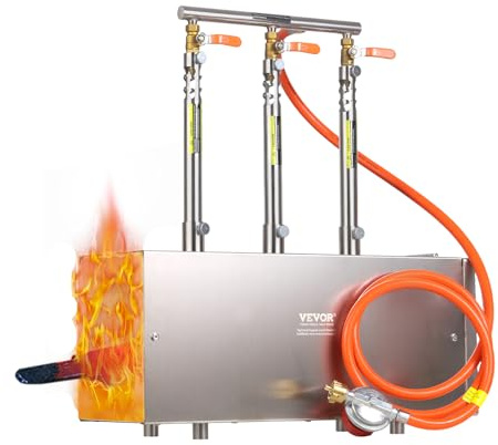 VEVOR Forgia a gas propano portatile, forma quadrata, con 3 bruciatori, 1427 °C, in acciaio inox 201 resistente alla corrosione, forno di fusione per forgiatura dei metalli, 510 x 190 x 540 mm