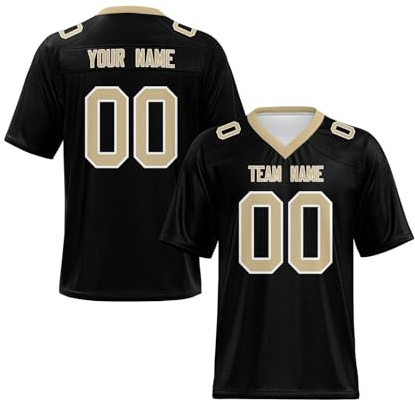 WEOPLKIN Maglia da Football Americano Personalizzata - Manica Corta Asciugatura Rapida & Traspirante - Nome, Numero Personalizzabili - Taglie S-7XL per Uomo, Donna nero