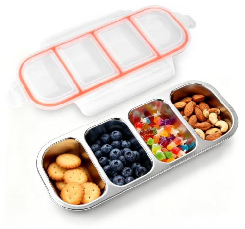 Fiambrera Infantil con Compartimentos, Caja para Aperitivos | Capacidad en Acero Inoxidable 500ML, para Guardar Dulces, Especias, Frutos Secos y Verduras