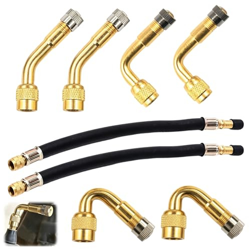 8-Teiliges Reifenventilset VentilverläNgerung Autoventil,Autoventil VerläNgerung,Autoventil Adapter Adapter 45° 90° 135° + 2 X 180 Mm Flexibles Gummi,Luftpumpe Adapter,Geeignet FüR Autos,MotorräDer