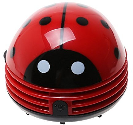 Cisixin Electric Table Vacuum Cleaner Mini Dust Cleaner,Red Ladybird Shaped,High Suction Power Dust Sweeper For Desktop,Office Red Ladybird