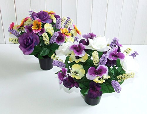 Pansy and Rose Grave Pot Memorial Floral Decoration (Only one supplied) #FL12917