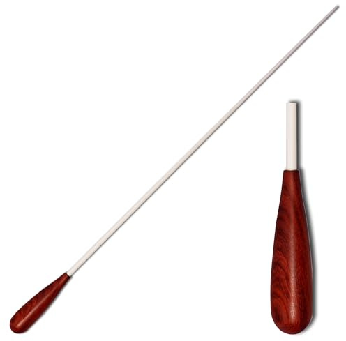 Montford Conductor's Baton – 16 with Pau Rosewood Tapered Handle and White Lacquered Stick, Expertly Balanced for Orchestral & Band Conducting - MFBP16T