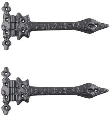 Black Antique Ornate Fleur-De-Lys Hinges - 9 (229mm) - 1 Pair
