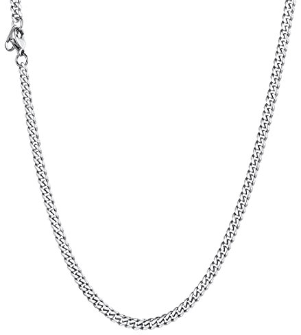 U7 Panzer Halskette - 60cm Edelstahl Panzerkette - 3mm breit Hip Hop Herren Kette kubanische Gliederkette Link Necklace Jungen Männer Modeschmuck Accessoire