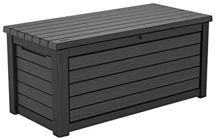 Keter Aufbewahrungsbox/Kissenbox Blackwood, 623 Liter trockener & belüfteter Stauraum - mit Gasdruckfedern - Deckel bis zu 272 kg belastbar