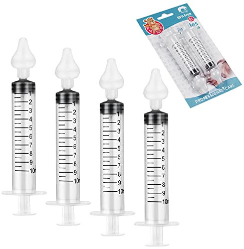 Vicloon Aspiradores Nasales,4PCS Irrigador Nasal para Recién Nacidos Kit de Enjuague Nasal de 10 ml, Limpiador de Enjuague Nasal