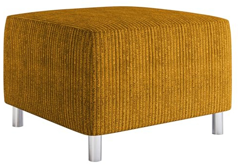 Mirjan24 Polsterhocker Dover Cord aus Veloursbezug (Poso 01) | Bequemer Sitzhocker mit hochelastischer Polsterung und verchromten Füßen, ideal als Fußablage oder Sitzgelegenheit