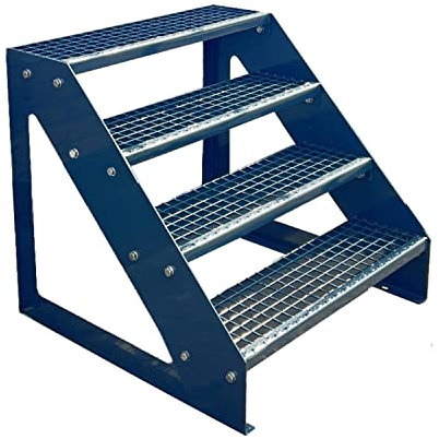 Scale con griglia in acciaio Premium 4 Gradini Scala autoportante Completamente zincata e Antracite Verniciata a polvere - Dimensioni (L x L x H) 82cm x 140cm x 76cm