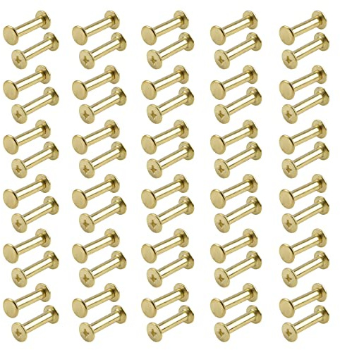 INCREWAY 60 Sets Chicago Screws Assorted Kit, 5mm x 20mm Binding Screws Post Golden M5 Round Cross Head Stud Screw Posts Nail Rivet Book Binding Posts for Scrapbook Photo Albums
