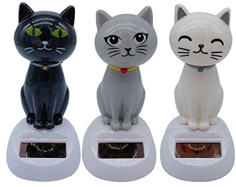 3 Solar Powered Dancing Cat, Solar Dancing Toy for Car Dashboard, Cute Shaking Head Swinging Cat Toys, Solar Dancing Figures for Car Desk Home Decoration, for Driver, Kids