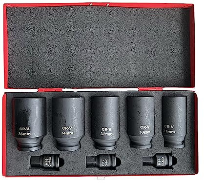 Kraftwelle Steck-Nuss Set für Antriebswelle 8 teilig 1/2 Zol Antrieb - zum Lösen von Muttern und Schrauben von Antriebswellen
