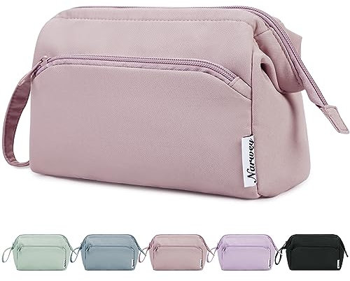 Narwey Kulturtasche Damen Kulturbeutel Kosmetiktasche Schminktasche Reise Make-up-Tasche mit Weit Offener Tasche für Damen Frauen Frauen(Rosa)