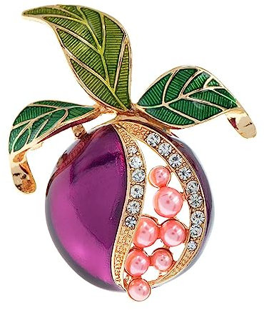 YAHOYA Nouvelle Broche de Fruits en émail épingles Strass Broches de Grenade pour Filles et Femmes Pull de fête Costume Écharpe Bijoux
