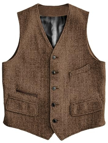 Solovedress Gilet in Lana Formale Regular Fit per Matrimonio Groomsmen, Marrone, M
