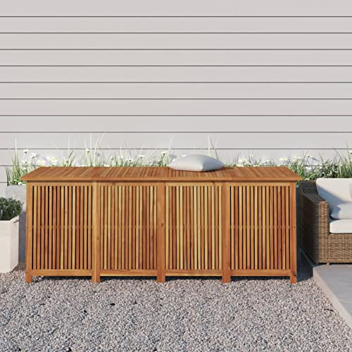 TANZEM Gartentruhe, Auflagenbox, Aufbewahrungsbox Garten, Gartenbox, Gartenkiste, Kissenbox, Balkon Box, Outdoor Kiste, 200x80x75 cm Massivholz Akazie