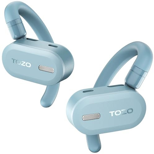 TOZO O2 True Open Ear Wireless Headphones Lightweight with Multi-Angle Adjustment, Bluetooth 5.3 Earbuds with Dual-Axis Design for Long-Lasting Comfort, Crystal-Clear Calls for Driving, Blue