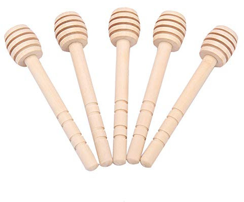 24Pcs Wooden Honey, Server Jam Syrup Bee Spoons Honey Drizzler Stirring Rod Kitchen Gadgets 16cm Dippers Mini Dripper Stick (10cm)