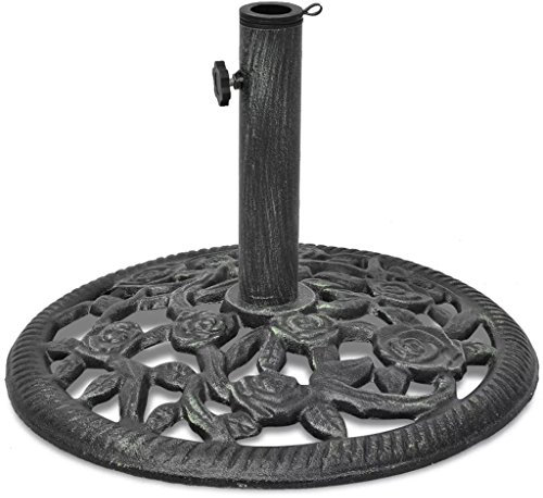 ARKEM Socle de Parasol en Fonte 12 kg 48 cm,Pied De Parasol,Pied De Parasol Lourd,Pied De Parasol sur roulettes