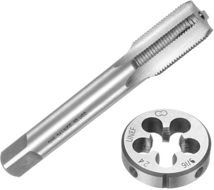 QUARKZMAN 2-teiliges Gewindebohrer- und Schneideisen-Set, metrisch 9/16-24 UNEF Gewindebohrer & Rundschneideisen, Gewindeschneidwerkzeug Gewindebohrer & Schneideisen-Set zur Reparatur