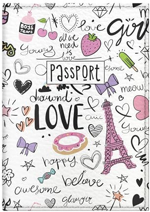Quttie Reisepasshülle für Kinder, Damen und Herren, süße passhülle, reisepass (Paris Pattern)