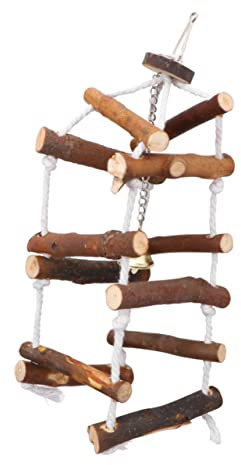 BESPORTBLE Holz Vogelschaukel Dreilagig Mit Hängender Schnalle Baumwollseil Papageienspielzeug Anhänger Für Käfig Und Garten Mini Glocken Dekor Klettermöglichkeit Für Kleine Papageien