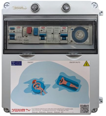 SWIMHOME Cuadro eléctrico para Piscina Equipado con contactor a Motor y Apto para clorador (Bomba 0,5 a 1 CV (4-6.3A))
