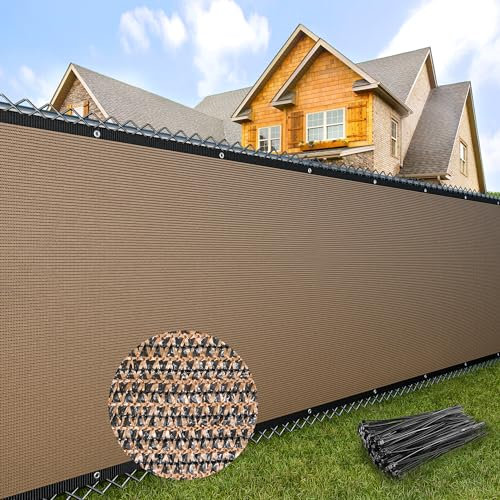 CasaCulina 4X50FT Outdoor Privacy Screen Fence Heavy Duty 170GSM Fencing Mesh Shade Net Cover, 90% Blockage Chain Link Fence Privacy Slats for Balcony Patio Garden Backyard Pool (Brown)