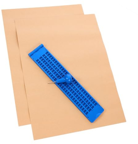 OHPHCALL Tavoletta Braille per Non Vedenti in Plastico Blu, Facile da Usare e Robusta, Kit per Scrittura Braille Stilo Inclusa, per Apprendimento e Pratica