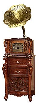 Vinyl Player Vintage, Phonograph Turntable Speaker with Aux-in FM Radio USB Port for Flash Drive Retro Style Gramophone