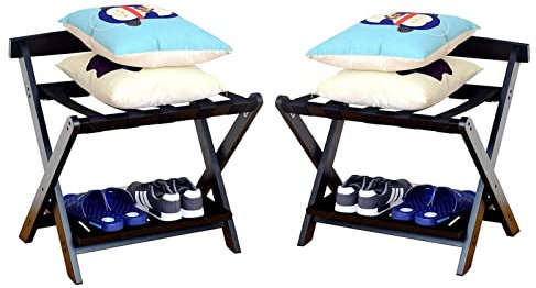 Zusammenklappbarer Gepäckständer, Kofferständer aus Holz, 2er-Set – Ablage für Reisetaschen, Möbeltablett, tragbarer Klapphocker, für den Gepäckständer zu Hause, Schlafzimmer, Hotelzimmer, 60 x 50 x
