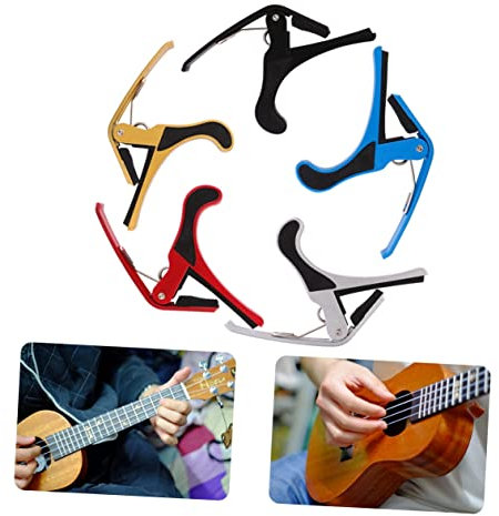 Parliky 5pcs Metal Guitar Capo Clip Tuner for Acoustic Folk Violin Ukulele Banjo Mandolin Easy to Use