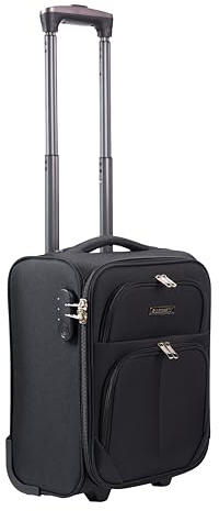 R.Leone Bagaglio a Mano 40x30x20cm Wizzair Vueling 2 Ruota in stoffa A16 (Nero, XXS 40x30x20cm 2Ruota)