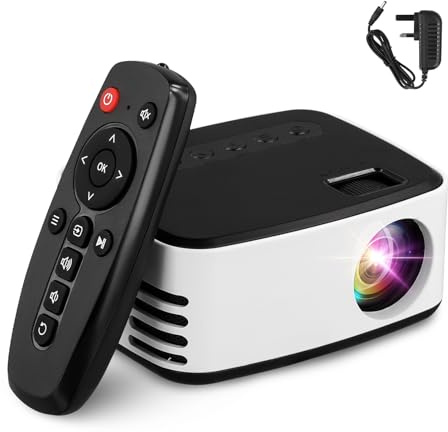 Vehoukli Mini Projector, Portable Projector HD 1080P Supported, Home Theater Movie Projector with Mobile Phones Both Wired and Wireless, Compatible with Smartphone/Tablet/Laptop/PC/TV Box
