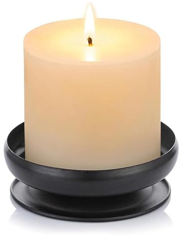 1 Stück Kerzenständer Metall mit Dorn 1cm, Ø 10cm Moderne Dekorative Kerzenhalter, Kerzenständer für Hochzeit, Weihnachten, Wohnzimmer, Adventskranz, Partys, Jubiläen, Kommunions & Taufkerzen Schwarz
