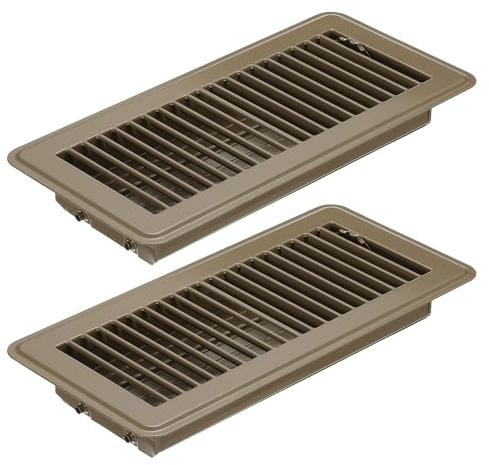 PATIKIL 10 X 4 Pulgadas Rejilla de Suelo, 2 Piezas Cubierta de Ventilación de Aire Resistente de Acero Ajustable Cubiertas de Ventilación Decorativas Fáciles de Ajustar, Marrón