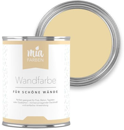miafarben Wandfarbe für Wände & Tapeten 2,5L - sanfte, matte Farbtöne, hochdeckend (Leichte Goldblüte)